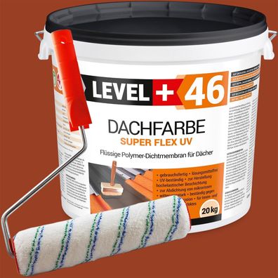 Dachfarbe 20kg Flexible Sockelfarbe Dachlack Ziegelrot + Farbroller 25cm Set RM46