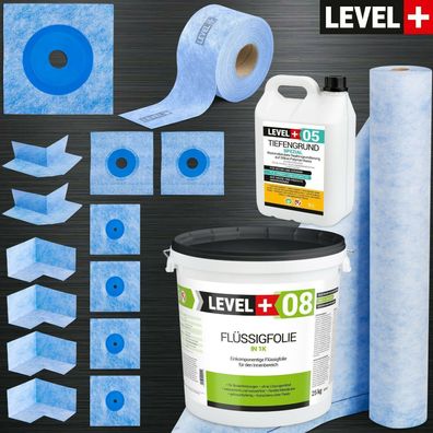 Mega Dichtset für Bad Dusche Flüssigfolie 25Kg Ecke Dichtbahn Dichtband HQ SET52