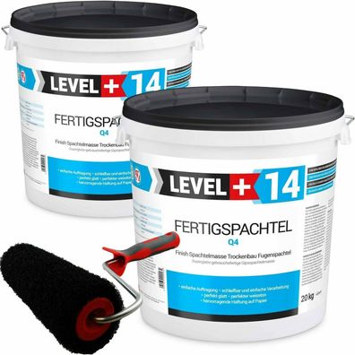 Set 40kg Fertigspachtel + Profi Glättwalze 250mm Spachtelmasse Level+ SET210