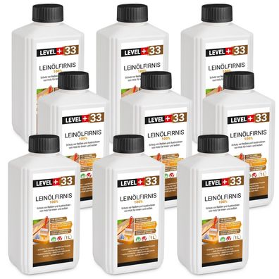 Leinöl Firnis 9x1L Holzschutz Lackfirnis Holzpflege Leinölfirnis Harzfrei RM33