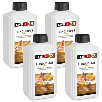 Leinöl-Firnis 4x1L Leinölfirnis, Holzschutz, Holzpflege Lackfirnis Harzfrei RM33