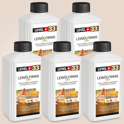 Leinöl-Firnis 5x1L Leinölfirnis, Holzschutz, Holzpflege Lackfirnis Harzfrei RM33