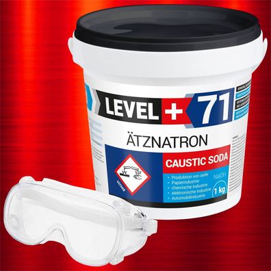 Rohrreiniger Caustic Soda 1kg Seifenherstellen Ätznatron + Schutzbrille Set RM71