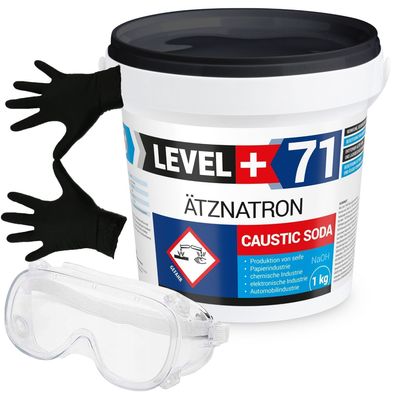 Rohrreiniger Caustic Soda Eimer 1kg Seifenindustrie + Schutzbrille + Handschuhe RM71