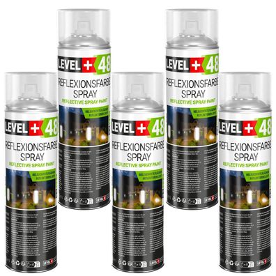 Reflektierende Sprühfarbe 5x500ml Leuchtet im Dunkel Markierung Spray Level+48