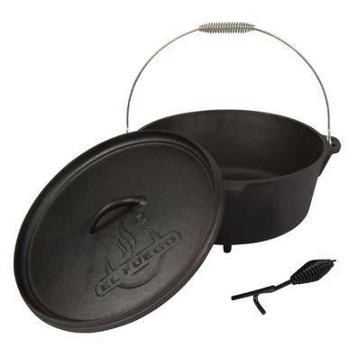 Dutch Oven Gusseisen BBQ Bräter Feuertopf 5,64 / 11,28 Liter Schmortopf Grill