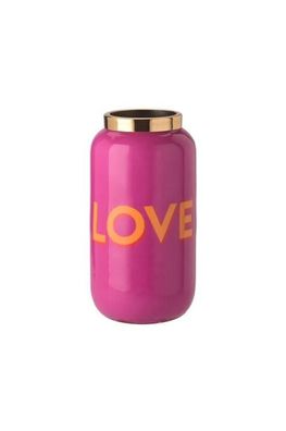 Gift Company Saigon, Vase mit Metallring, XXS (H12cm), Love, fuchsia/gold 1 St