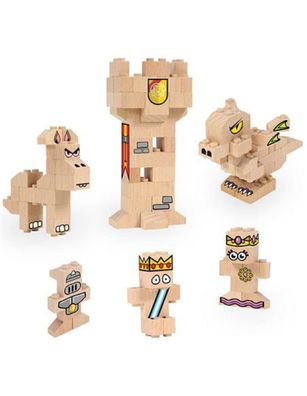 FabBrix Kingdom FB-1816 Holzbausteine, Klemmbausteine aus zertifiziertem Buchenhol