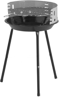 Standgrill Ø 36cm Feuerschale und Winschutz emailiert Grillrost verchromt BBQ
