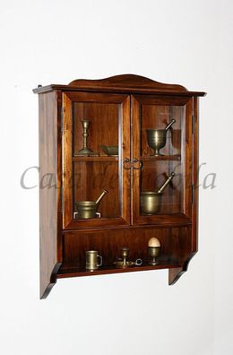 Hängevitrine mit ablage 58x77x18cm DECOR Pappel nußbaumfarben lackiert