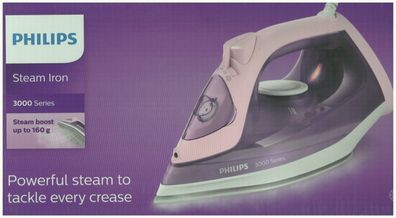 Philips 3000 Series 2200W Dampfbügeleisen 160g Dampfstoß Keramiksohle Lila/Pink