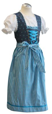 Kinderdirndl Sabrina türkis mit Bluse Isar-Trachten - Farbe: türkis