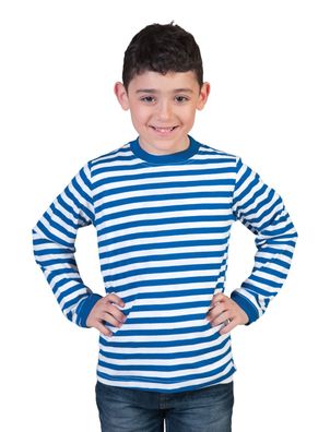 Ringelshirt Kind blau-weiss Funny Fashion - Größe: 164