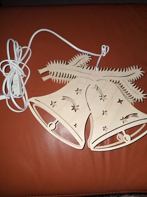 Fensterbild beleuchtet Erzgebirge Glocke Weihnachten