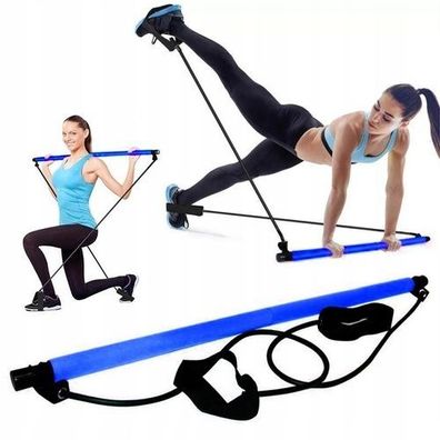 Übungsstange Gummiwiderstand Pilates Yoga Fit, Blau