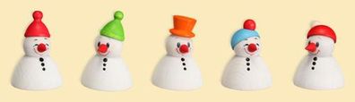 Miniaturfiguren 5 Wippel-Schneemann Junior HxBxT = 4x3x3cm NEU Seiffen Erzgebirg