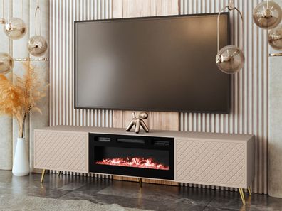 TV-Lowboard Temerra EF mit Kamin Metallfüße RTV mit zwei Klappen Gasdruckfeder M24