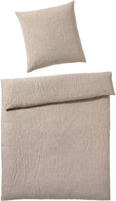 elegante Halbleinen-Bettwäsche-Garnitur Breeze Farbe Sand Größe 240x220 + 2x40x80cm