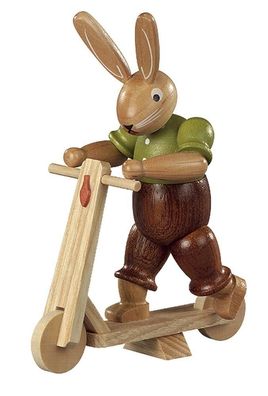 Osterfigur Hase auf Roller farbig lassiert klein H= 11cm NEU Osterdeko Osterhase