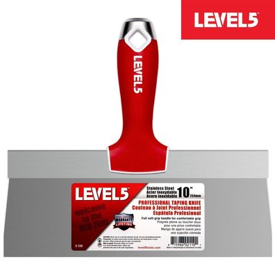 Level5 Profi Fassadenspachtel 10"/254mm, Klinge Edelstahl, Softgrip-Griff 5-136