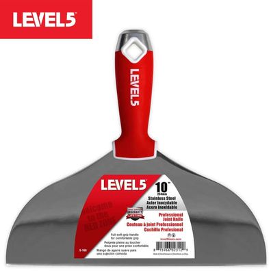 LEVEL5 Profi Spachtel aus Edelstahl 10"/254mm weicher Griff für Trockenbau 5-146