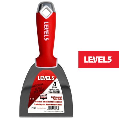 LEVEL5 Profi Spachtel aus Edelstahl 4"/102mm weicher Griff für Trockenbau 5-140