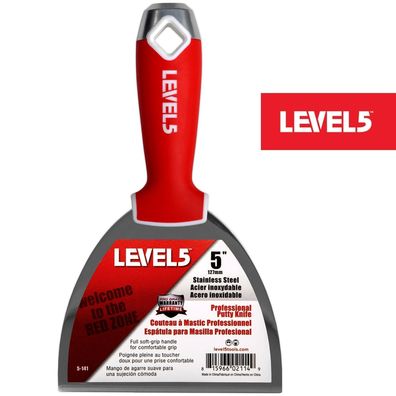 LEVEL5 Profi Spachtel aus Edelstahl 5"/127mm weicher Griff für Trockenbau 5-141