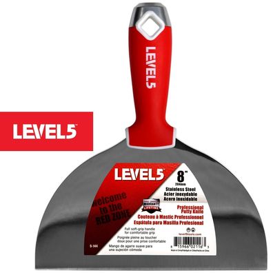 LEVEL5 Profi Spachtel aus Edelstahl 8"/204mm für Trockenbau weicher Griff 5-144