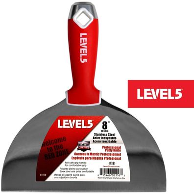 LEVEL5 Profi Spachtel aus Edelstahl 8"/204mm weicher Griff für Trockenbau 5-144