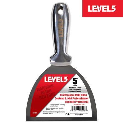 LEVEL5 Spachtel ganz aus Edelstahl 5"/127mm Profi Trockenbau Malerspachtel 5-405