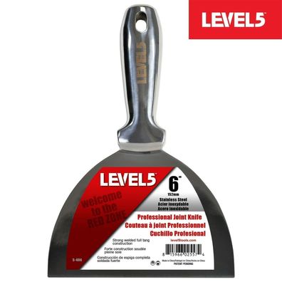 LEVEL5 Spachtel ganz aus Edelstahl 6"/152mm Profi Trockenbau Malerspachtel 5-406