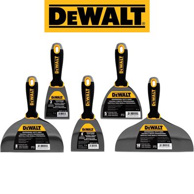 DEWALT Profi Spachtel Trockenbau Edelstahl Soft Grip 25-254mm Malerspachtel