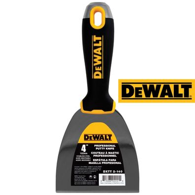 DEWALT Spachtel 102mm Edelstahl Malerspachtel Trockenbau Soft Grip PROFI 2-140