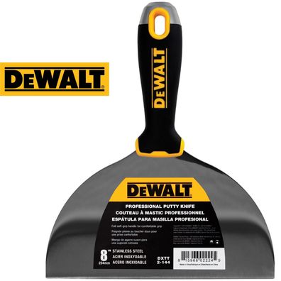 DEWALT Spachtel Profi 8" / 204 mm Malerspachtel Klinge Rostfrei Trockenbau 2-144