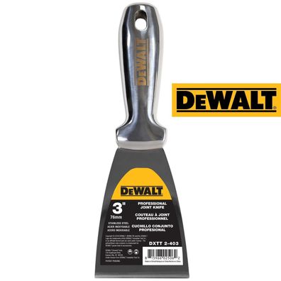 Spachtel DEWALT 76mm ganz aus Edelstahl Malerspachtel für Trockenbau 2-403