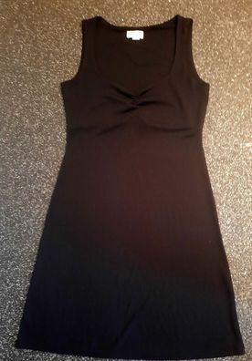 Miss Damen Girly Trendy Midi Kleid knie lang 40 schwarz Raff Ausschnitt Neu