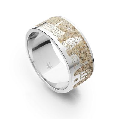 DUR Schmuck Unisex Ring Hamburg II Strandsand Silber 925/ - rhodiniert (R4996)