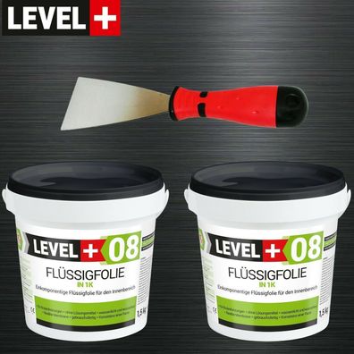 Dicht Set 3kg Flüssigfolie Bad Dusche Dichtfolie Edelstahlspachtel 60mm SET399