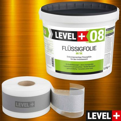 Dicht Set 5,5kg Flüssigfolie 5M Dichtband Elastomer Badabdichtung Dusche SET11