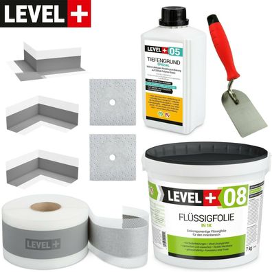 Dicht Set für Dusche Bad Dichtband Flüssigfolie 7kg + Spachtelkelle 60mm SET102