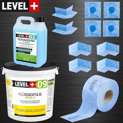 Dicht-Set 20kg Flussigfolie Spezial Badabdichtung Balkon Dusche LEVEL+ SET69