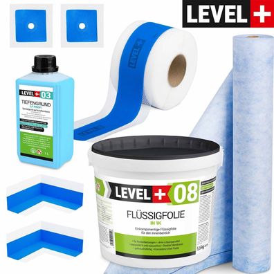 Dicht-Set 5,5kg Flüssigfolie 1M Dichtbahn Dichtband 5M 2 Innenecke Dusche SET331