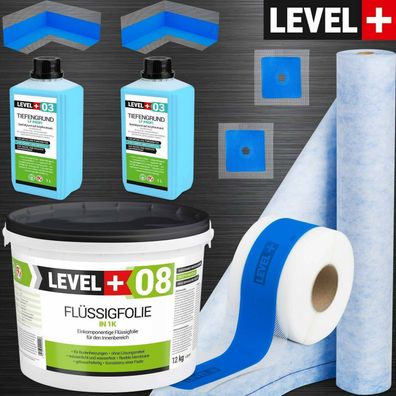 Dicht-Set Badabdichtung 2M Dichtbahn 12 kg Flüssigfolie Dichtband Dusche SET330
