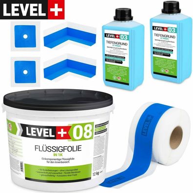 Dicht-Set Flüssigfolie 12kg Duschabdichtung Bad Duschelement Dichtband SET329