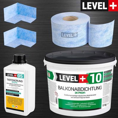 DichtSet 10kg Balkonabdichtung 2K Badabdichtung, Dusche, Treppe, LEVEL+ SET27