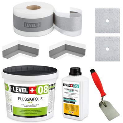 DichtSet 7kg Flüssigfolie kostenlos Spachtelkelle Dichtband Dusche Bad SET09