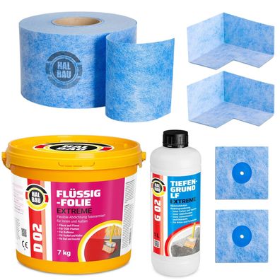 Dichtset Aussen Innen Flüssigfolie 7kg Dichtband 10m Ecken Tiefengrund Set H312