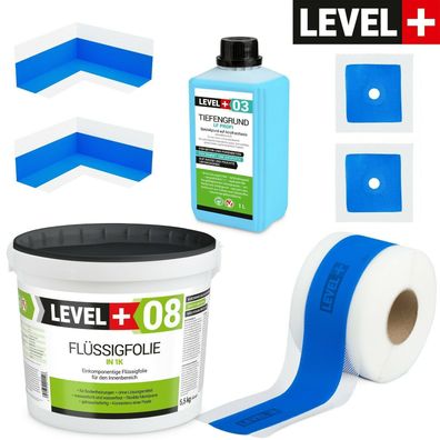 Dichtset Bad Dusche Flüssigfolie 5,5kg Tiefengrund Innenecke Dichtband HQ SET301