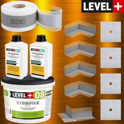 Dichtset Bad für ca 7m² Flüssigfolie 9,5kg Badabdichtung Dichtband Profi SET104