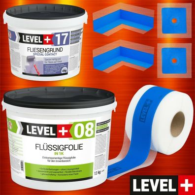 Dichtset Badabdichtung 10m2 Dusche Flüssigfolie 12kg Fliesengrund 4kg HQ SET337